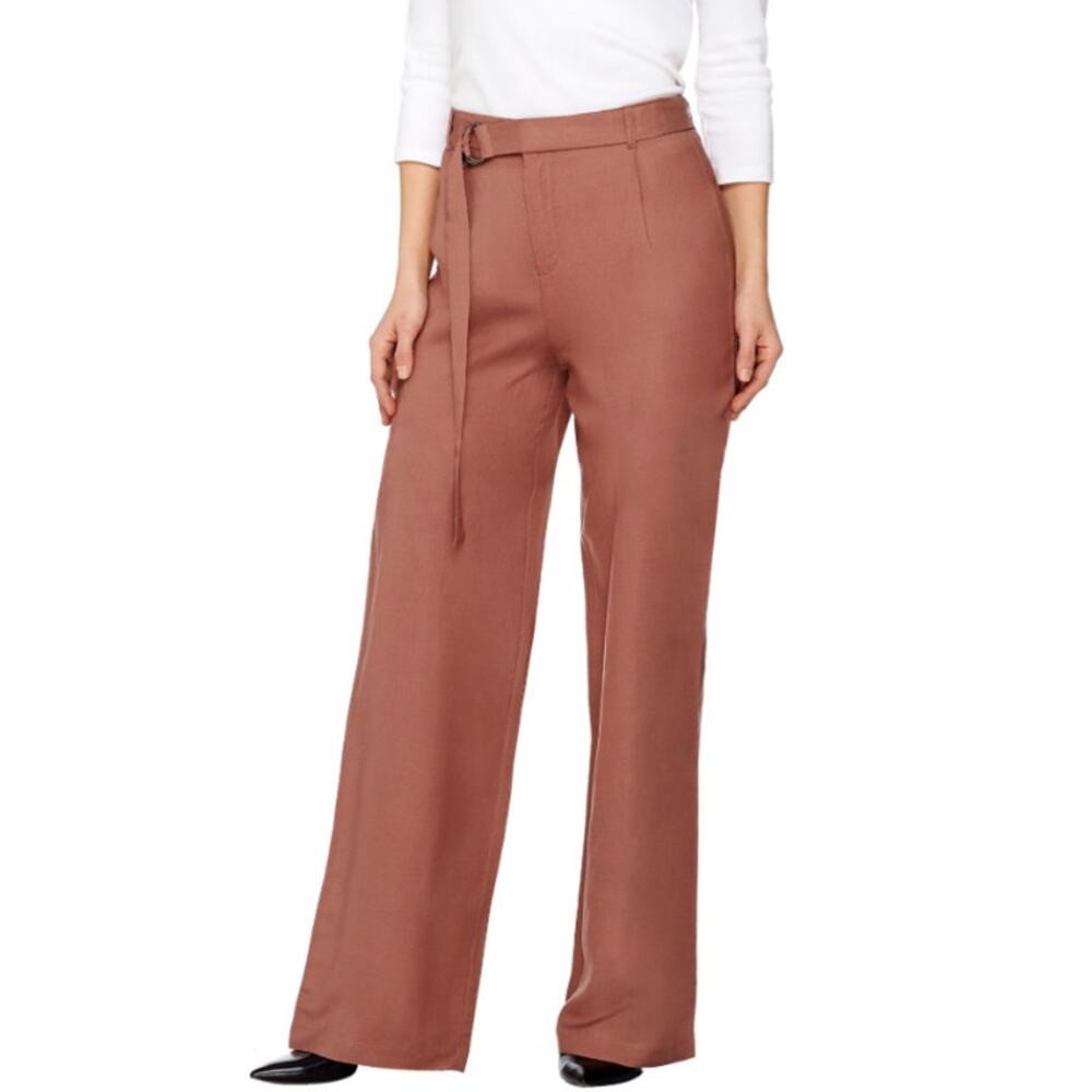 H by Halston New Linen Blend Wide Leg Pants in Adobe Size 2 Petite - Picture 1 of 8